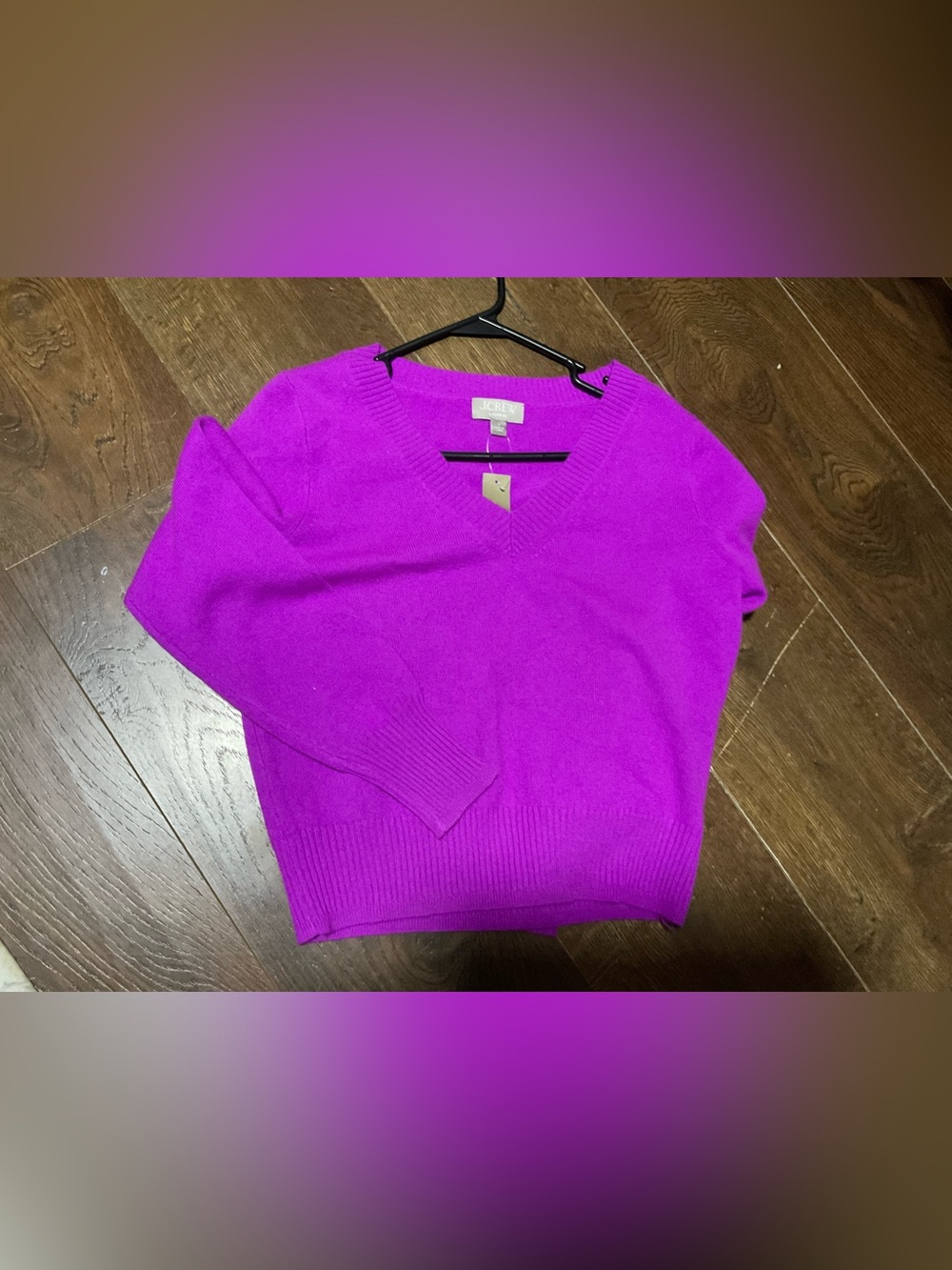 J. Crew Women's V-Neck Sweater in Fuchsia Pink Cashmere